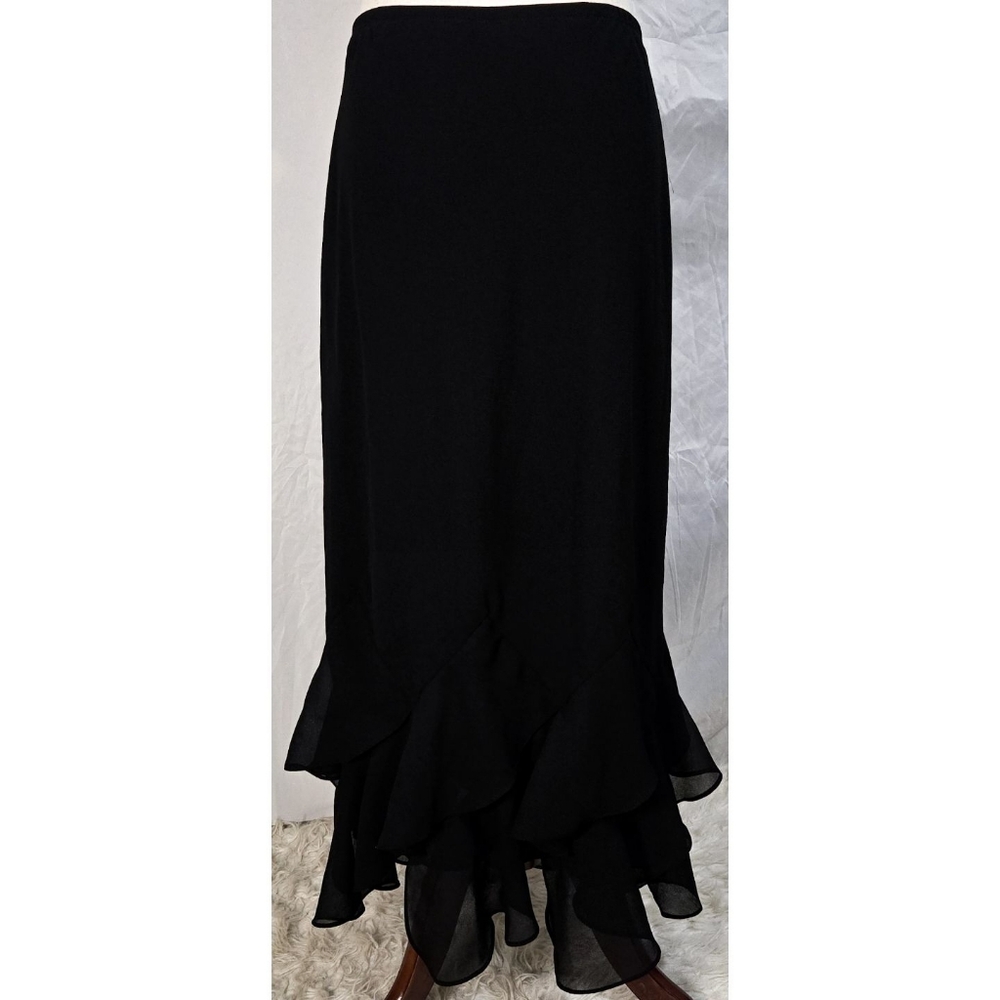 Vintage Y2K Whimsigoth Midi Skirt Black Ruffle Long Maxi Witchy Witch Fairycore